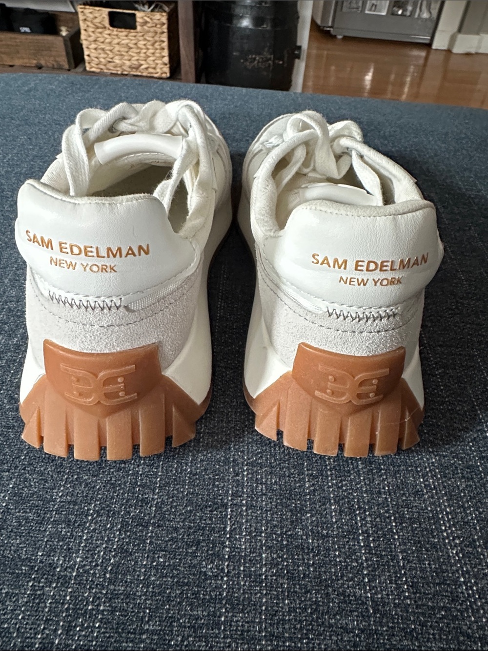Sam Edelman Cream and Brown Platform-Trim Sneakers - Picture 4 of 6
